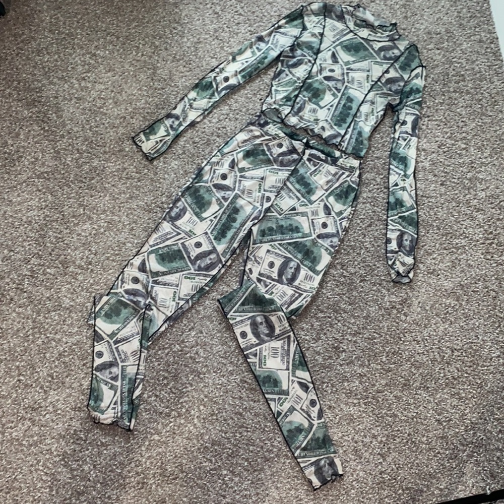 Sheer 100 Dollar Bill Money 2 Piece
